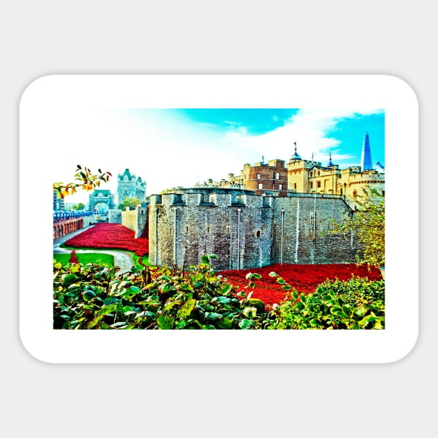 Tower of London Red Poppies UK Sticker by AndyEvansPhotos